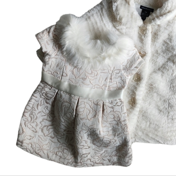 Janie and Jack Baby Girl's Fau Fur Collar Dress - Picture 1 of 5